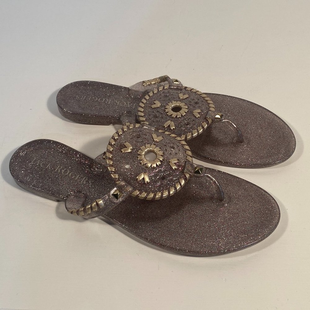 Jack Rogers Sparkle Rubber Jelly Thong Sandals Women Size 9 - Picture 1 of 8